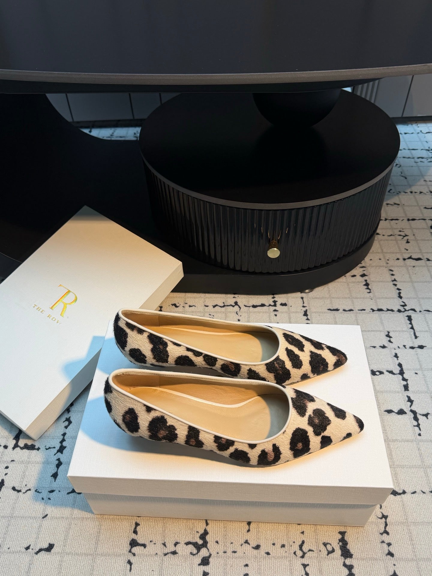THE ROW 26S POINTED TOE HIGH HEELS 35MM IN WHITE SPOTTED CALF HAIR