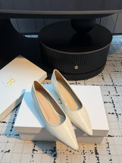 THE ROW 26S POINTED TOE HIGH HEELS 35MM IN IVORY WHITE CALFSKIN