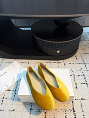 THE ROW 26S CLASSIC BALLET FLATS IN YELLOW VELVET
