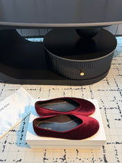 THE ROW 26S CLASSIC BALLET FLATS IN DARK RED VELVET