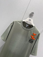 Loewe 25 Embroidered Short-sleeved T-shirt Green Acrylic Wool 220865