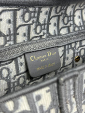DIOR 26S SADDLE BAG 25 IN GREY AND BLACK OBLIQUE JACQUARD