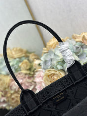 DIOR 26S BOOK TOTE BAG 36 IN BLACK BAYADERE FABRIC