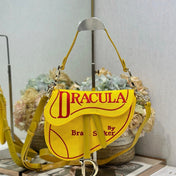 DIOR 26S SADDLE BAG 25 IN YELLOW WOVEN FABRIC
