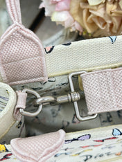 DIOR 26S MINI BOOK TOTE 26 IN BEIGE WHITE BOW PRINT WOVEN FABRIC