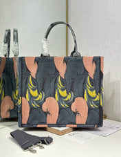 DIOR 26S LARGE BOOK TOTE 42 IN MULTICOLOR WOVEN FABRIC