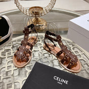 CLEA TRIOMPHE GLADIATOR SANDAL IN CHOCOLATE BROWN CALFSKIN - VEGETAL TANNING