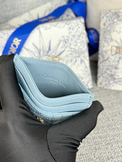 CARO FREESIA CARD HOLDER 10 IN BABY BLUE CANNAGE CALFSKIN