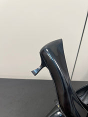 TRIOMPHE POINTED-TOE HIGH PUMPS IN BLACK SHINY CALFSKIN
