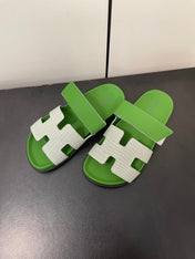 CHYPRE SANDAL GREEN MIX CREAM CALFSKIN