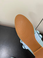ALAIA SPHERE BALLET FLATS IN LIGHT BLUE LAMBSKIN