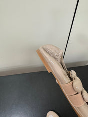ALAIA SPHERE BALLET FLATS IN ALMOND BEIGE LAMBSKIN