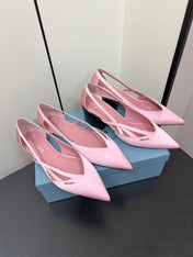 CUT-OUT BALLERINAS IN BABY PINK SATIN
