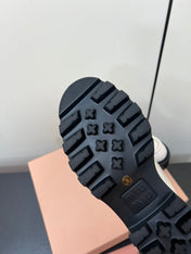 LACE-UP LOAFERS WITH THICK SOLE IN WHITE SHINY SHEEPSKIN