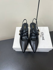 JUDY DOUBLE STRAP MARY JANE SLINGBACK IN BLACK SMOOTH CALFSKIN