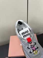 TYRE SNEAKERS IN GREY TECHNICAL FABRIC AND SUEDE WITH STICKER