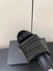 ALAIA HIGH HEEL 25S 70 MM IN BLACK LAMBSKIN WITH WOVEN PATTERN