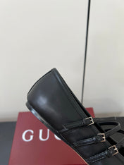 GG MARY JANE 25S IN BLACK LAMBSKIN WITH SILVER HARDWARE