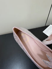 DIOR 26S POINTED-TOE HIGH HEELS 35MM IN PINK SUEDE CRYSTAL