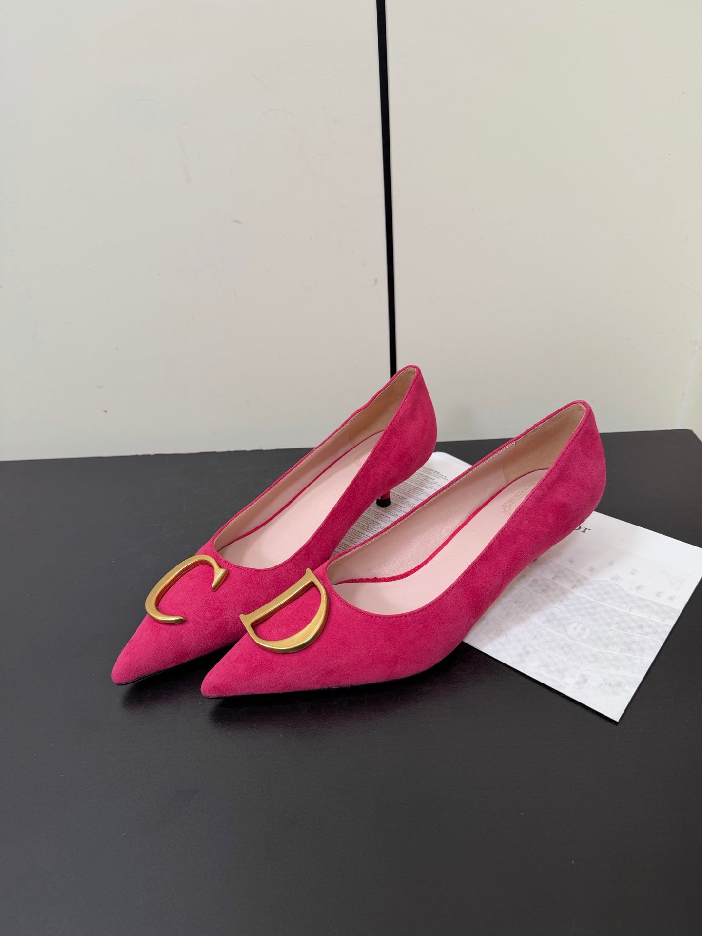 DIOR 26S POINTED-TOE HIGH HEELS 35MM IN RASPBERRY RED SUEDE GOLD HARDWARE