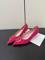 DIOR 26S POINTED-TOE HIGH HEELS 35MM IN RASPBERRY RED SUEDE GOLD HARDWARE