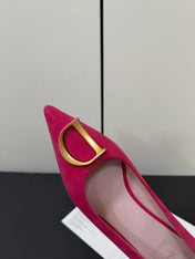 DIOR 26S POINTED-TOE HIGH HEELS 35MM IN RASPBERRY RED SUEDE GOLD HARDWARE