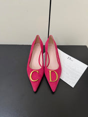 DIOR 26S POINTED-TOE HIGH HEELS 35MM IN RASPBERRY RED SUEDE GOLD HARDWARE