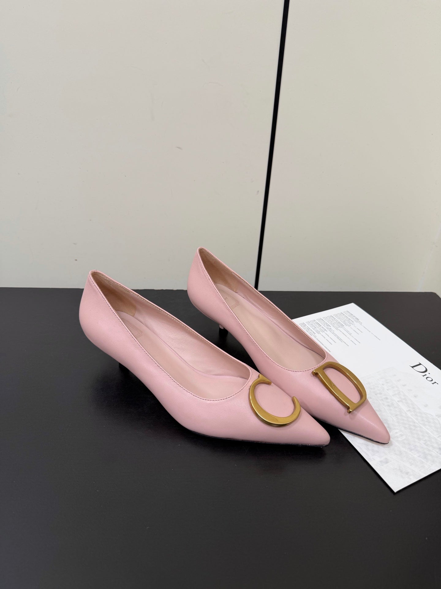 DIOR 26S POINTED-TOE HIGH HEELS 35MM IN PINK CALFSKIN GOLD HARDWARE