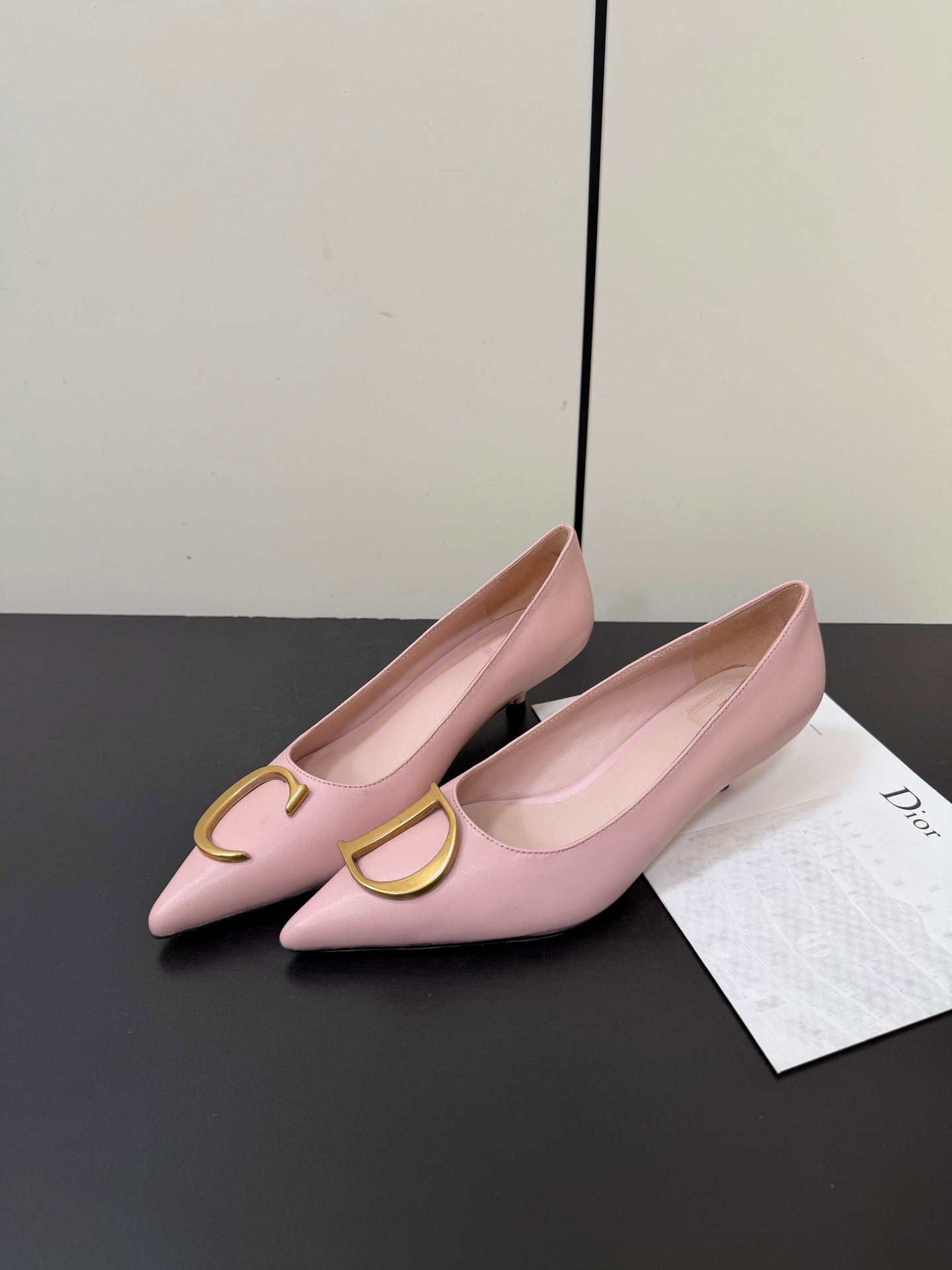 DIOR 26S POINTED-TOE HIGH HEELS 35MM IN PINK CALFSKIN GOLD HARDWARE