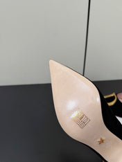 DIOR 26S POINTED-TOE HIGH HEELS 70MM IN BLACK SUEDE GOLD HARDWARE