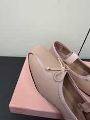 MIUMIU 26S FAIRY BALLET FLATS IN DARK NUDE CALFSKIN