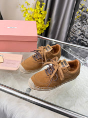 MIUMIU 26S SNEAKERS IN CARAMEL BROWN SUEDE