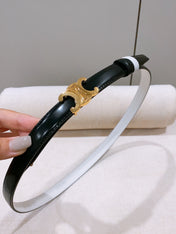 CELINE 26S REVERSIBLE BELT 18 MM IN WHITE AND BLACK CALFSKIN 656087