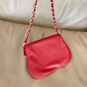 CHANEL 26S SHOULDER BAG 23 IN RED LAMBSKIN GOLD HARDWARE WITH PEARL