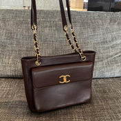 CHANEL 26S FLAP SHOULDER BAG 26 IN DARK BROWN LAMBSKIN GOLD HARDWARE