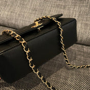 CHANEL 26S FLAP SHOULDER BAG 22 IN BLACK CAVIAR CALFSKIN GOLD HARDWARE