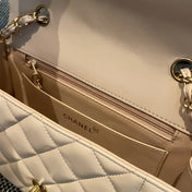 CHANEL 26S FLAP SHOULDER BAG 22 IN BEIGE QUILTED LAMBSKIN GOLD HARDWARE