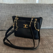 CHANEL 26S FLAP SHOULDER BAG 26 IN BLACK LAMBSKIN GOLD HARDWARE