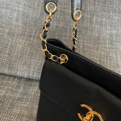 CHANEL 26S FLAP SHOULDER BAG 26 IN BLACK LAMBSKIN GOLD HARDWARE