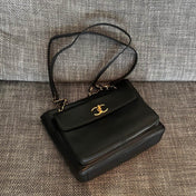 CHANEL 26S FLAP SHOULDER BAG 26 IN BLACK LAMBSKIN GOLD HARDWARE