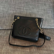 CHANEL 26S FLAP SHOULDER BAG 26 IN BLACK LAMBSKIN GOLD HARDWARE