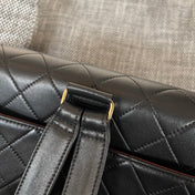 CHANEL 26S QUILTED FLAP BACKPACK 28 IN BLACK LAMBSKIN GOLD HARDWARE