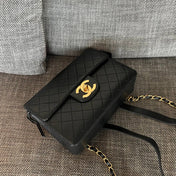 CHANEL 26S QUILTED FLAP BACKPACK 28 IN BLACK LAMBSKIN GOLD HARDWARE