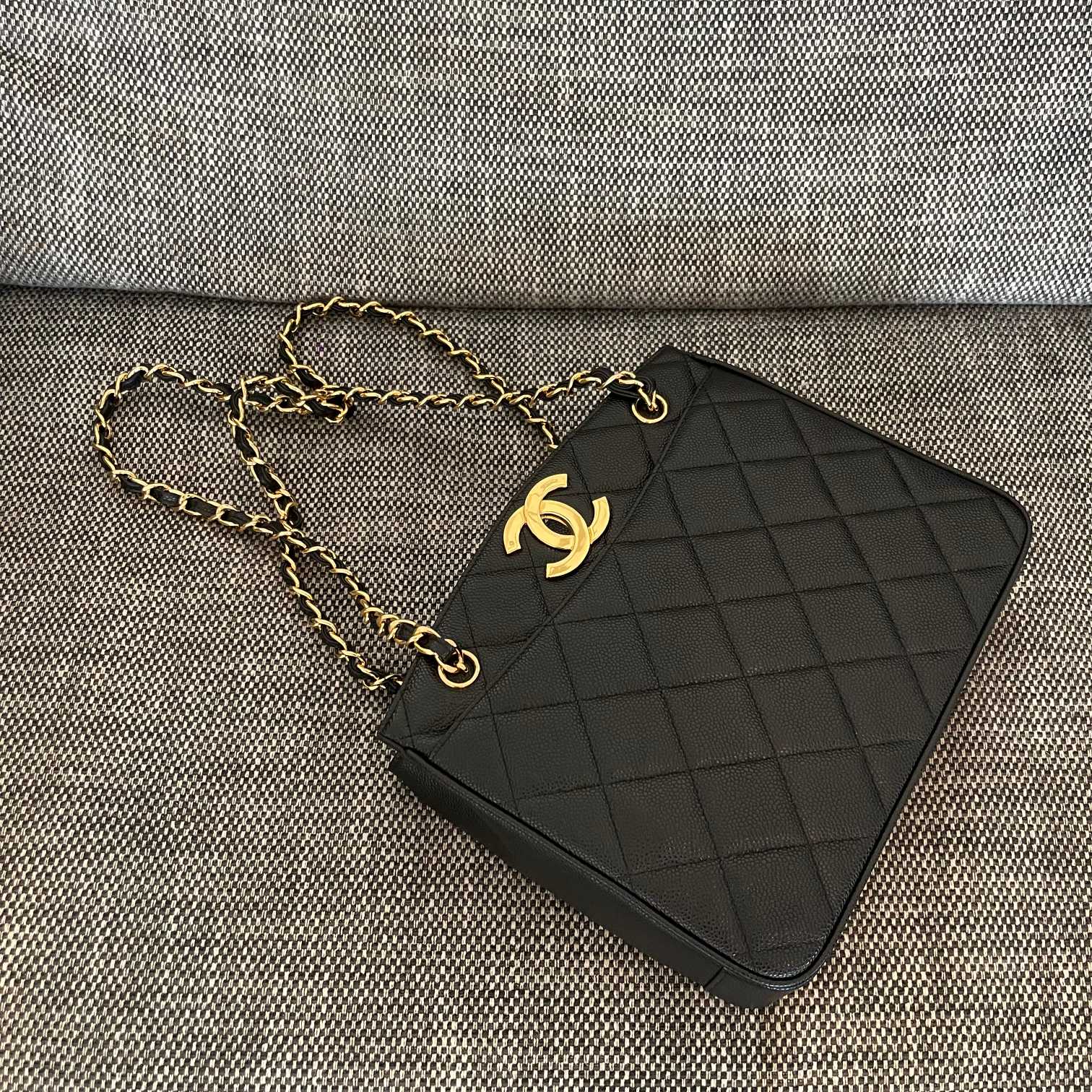 CHANEL 26S QUILTED SHOPPING TOTE BAG 28 IN BLACK CAVIAR CALFSKIN GOLD HARDWARE