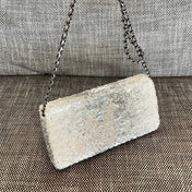 CHANEL 26S SEQUIN WOC 24 IN WHITE SILVER SEQUIN SILVER HARDWARE