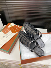 LP KAEDE SANDALS BLACK CALFSKIN