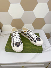 GG JULIO SNEAKER WITH WEB NAVY PATTERNED CANVAS