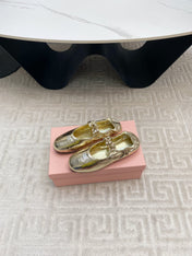 MARY JANE FLATS IN GOLD METALLIC SMOOTH LAMBSKIN