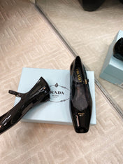 MARY JANE FLATS SQUARE TOE IN BLACK PATENT SHEEPSKIN