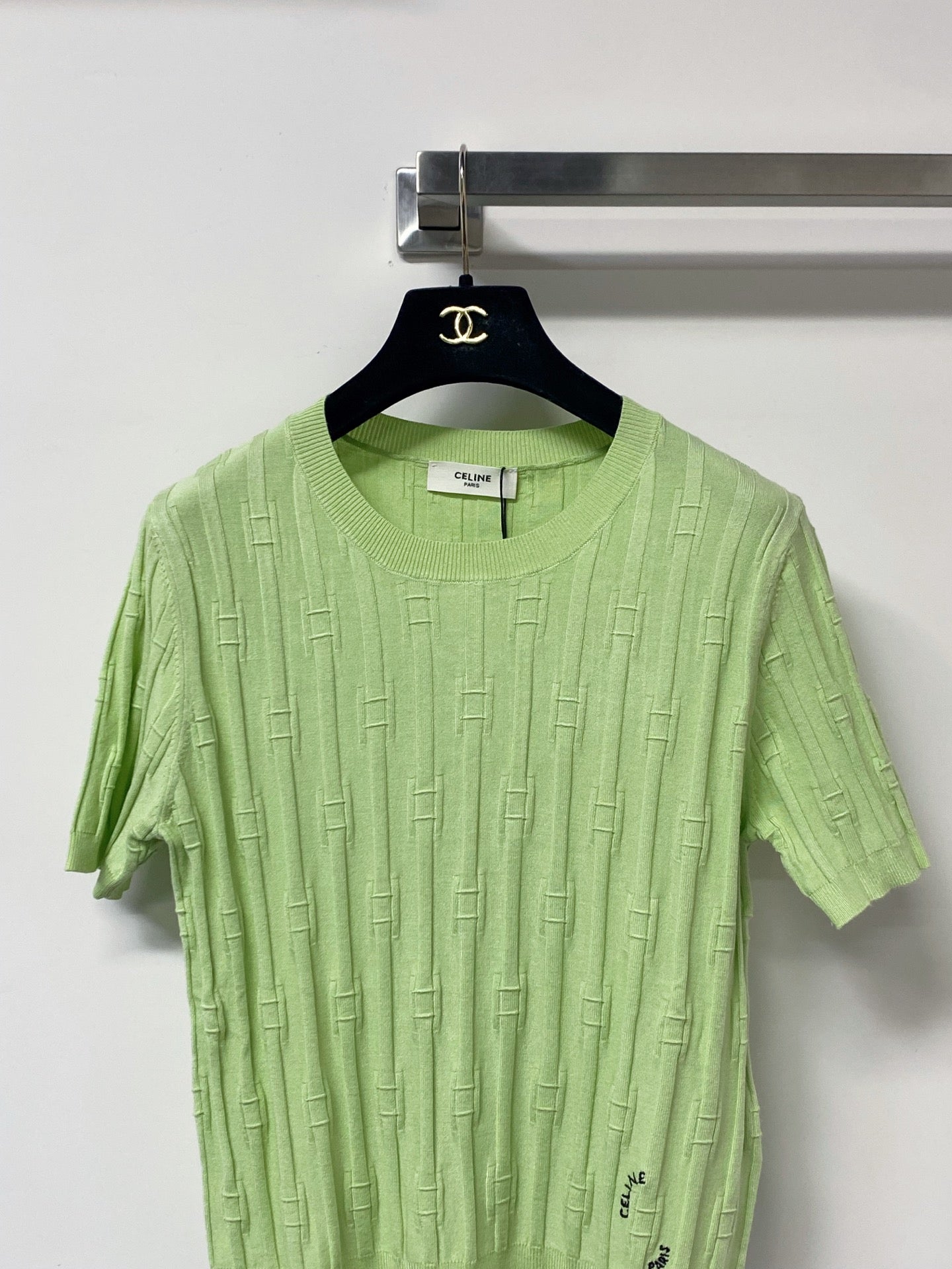 CELINE 26S LOGO SHORT-SLEEVE KNIT TOP 187